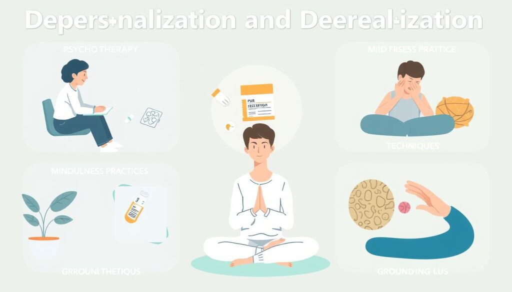 Ilustracja przedstawiająca różne metody leczenia derealizacji i depersonalizacji Ilustracja przedstawiająca różne metody leczenia derealizacji i depersonalizacji